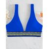 imageFloerns Womens Striped Deep V Neck Shirred Bikini Top Swim TopRoyal Blue