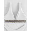 imageFloerns Womens Striped Deep V Neck Shirred Bikini Top Swim TopWhite
