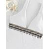 imageFloerns Womens Striped Deep V Neck Shirred Bikini Top Swim TopWhite