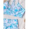 imageFloerns Womens Tie Dye Ruched Bikini Sets 2 Piece Bathing Suit High Waist Swimsuit with ShortsBaby Blue