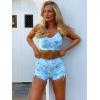 imageFloerns Womens Tie Dye Ruched Bikini Sets 2 Piece Bathing Suit High Waist Swimsuit with ShortsBaby Blue