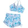 imageFloerns Womens Tie Dye Ruched Bikini Sets 2 Piece Bathing Suit High Waist Swimsuit with ShortsBaby Blue