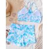 imageFloerns Womens Tie Dye Ruched Bikini Sets 2 Piece Bathing Suit High Waist Swimsuit with ShortsBaby Blue