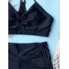 imageFloerns Womens Tie Dye Ruched Bikini Sets 2 Piece Bathing Suit High Waist Swimsuit with ShortsBlack