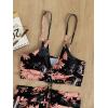 imageFloerns Womens Tie Dye Ruched Bikini Sets 2 Piece Bathing Suit High Waist Swimsuit with ShortsBlack Floral