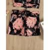 imageFloerns Womens Tie Dye Ruched Bikini Sets 2 Piece Bathing Suit High Waist Swimsuit with ShortsBlack Floral