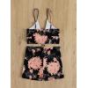 imageFloerns Womens Tie Dye Ruched Bikini Sets 2 Piece Bathing Suit High Waist Swimsuit with ShortsBlack Floral