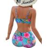 imageFloerns Womens Tie Dye Ruched Bikini Sets 2 Piece Bathing Suit High Waist Swimsuit with ShortsBlue Flower Multi