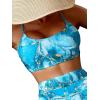 imageFloerns Womens Tie Dye Ruched Bikini Sets 2 Piece Bathing Suit High Waist Swimsuit with ShortsBlue Marble