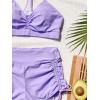 imageFloerns Womens Tie Dye Ruched Bikini Sets 2 Piece Bathing Suit High Waist Swimsuit with ShortsLight Purple