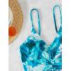 imageFloerns Womens Tie Dye Ruched Bikini Sets 2 Piece Bathing Suit High Waist Swimsuit with ShortsTeal Blue