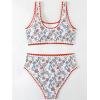 imageFloerns Womens 2 Piece Bathing Suit Floral Print Contrast Trim Tankini SwimsuitRed