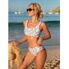 imageFloerns Womens 2 Piece Bathing Suit Floral Print Contrast Trim Tankini SwimsuitRed