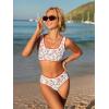 imageFloerns Womens 2 Piece Bathing Suit Floral Print Contrast Trim Tankini SwimsuitRed