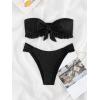 imageFloerns Womens 2 Piece Bathing Suit Ruffle Hem Bandeau Tie Front Bikini SetBlack