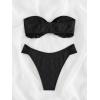 imageFloerns Womens 2 Piece Bathing Suit Ruffle Hem Bandeau Tie Front Bikini SetBlack
