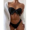 imageFloerns Womens 2 Piece Bathing Suit Ruffle Hem Bandeau Tie Front Bikini SetBlack
