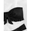 imageFloerns Womens 2 Piece Bathing Suit Ruffle Hem Bandeau Tie Front Bikini SetBlack