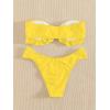 imageFloerns Womens 2 Piece Bathing Suit Ruffle Hem Bandeau Tie Front Bikini SetYellow