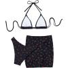 imageFloerns Womens 3 Piece Bathing Suit Triangle Halter Bikini Set with Beach SkirtBlack