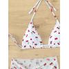 imageFloerns Womens 3 Piece Bathing Suit Triangle Halter Bikini Set with Beach SkirtWhite Cherry