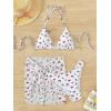 imageFloerns Womens 3 Piece Bathing Suit Triangle Halter Bikini Set with Beach SkirtWhite Cherry