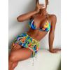imageFloerns Womens 3 Piece Swimsuits Tie Dye Marble Print Triangle Halter Bikini Sets with Drawstring Beach Cover up SkirtBlue