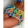 imageFloerns Womens 3 Piece Swimsuits Tie Dye Marble Print Triangle Halter Bikini Sets with Drawstring Beach Cover up SkirtBlue