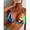 imageFloerns Womens 3 Piece Swimsuits Tie Dye Marble Print Triangle Halter Bikini Sets with Drawstring Beach Cover up SkirtBlue