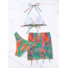 imageFloerns Womens 3 Piece Swimsuits Tie Dye Marble Print Triangle Halter Bikini Sets with Drawstring Beach Cover up SkirtBlue and Green