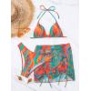 imageFloerns Womens 3 Piece Swimsuits Tie Dye Marble Print Triangle Halter Bikini Sets with Drawstring Beach Cover up SkirtBlue and Green