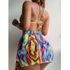 imageFloerns Womens 3 Piece Swimsuits Tie Dye Marble Print Triangle Halter Bikini Sets with Drawstring Beach Cover up SkirtBlue and Yellow