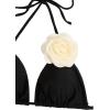 imageFloerns Womens 3D Flower Appliques Triangle Tops 2 Piece Bikini Sets High Cut ThongBlack Multi