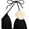 imageFloerns Womens 3D Flower Appliques Triangle Tops 2 Piece Bikini Sets High Cut ThongBlack Multi