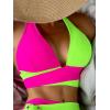 imageFloerns Womens Colorblock Ring Linked Tie Back Halter 2 Piece Bikini SwimsuitPink and Green