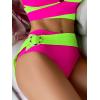 imageFloerns Womens Colorblock Ring Linked Tie Back Halter 2 Piece Bikini SwimsuitPink and Green