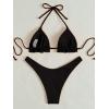 imageFloerns Womens Floral Frill Trim Underwire High Cut Two Piece Bikini SwimsuitBlack Dull