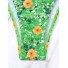 imageFloerns Womens Floral Frill Trim Underwire High Cut Two Piece Bikini SwimsuitGreen and Orange