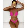 imageFloerns Womens Floral Frill Trim Underwire High Cut Two Piece Bikini SwimsuitHot Pink