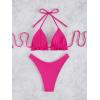 imageFloerns Womens Floral Frill Trim Underwire High Cut Two Piece Bikini SwimsuitHot Pink