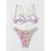 imageFloerns Womens Floral Frill Trim Underwire High Cut Two Piece Bikini SwimsuitLight Pink Floral