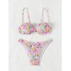 imageFloerns Womens Floral Frill Trim Underwire High Cut Two Piece Bikini SwimsuitLight Pink Floral