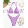 imageFloerns Womens Floral Frill Trim Underwire High Cut Two Piece Bikini SwimsuitLilac Purple