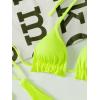 imageFloerns Womens Floral Frill Trim Underwire High Cut Two Piece Bikini SwimsuitLime Green