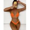 imageFloerns Womens Floral Frill Trim Underwire High Cut Two Piece Bikini SwimsuitOrange