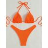 imageFloerns Womens Floral Frill Trim Underwire High Cut Two Piece Bikini SwimsuitOrange