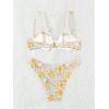 imageFloerns Womens Floral Frill Trim Underwire High Cut Two Piece Bikini SwimsuitOrange Multi