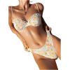 imageFloerns Womens Floral Frill Trim Underwire High Cut Two Piece Bikini SwimsuitOrange Multi