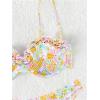 imageFloerns Womens Floral Frill Trim Underwire High Cut Two Piece Bikini SwimsuitOrange Multi