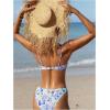 imageFloerns Womens Floral Frill Trim Underwire High Cut Two Piece Bikini SwimsuitPurple Blue